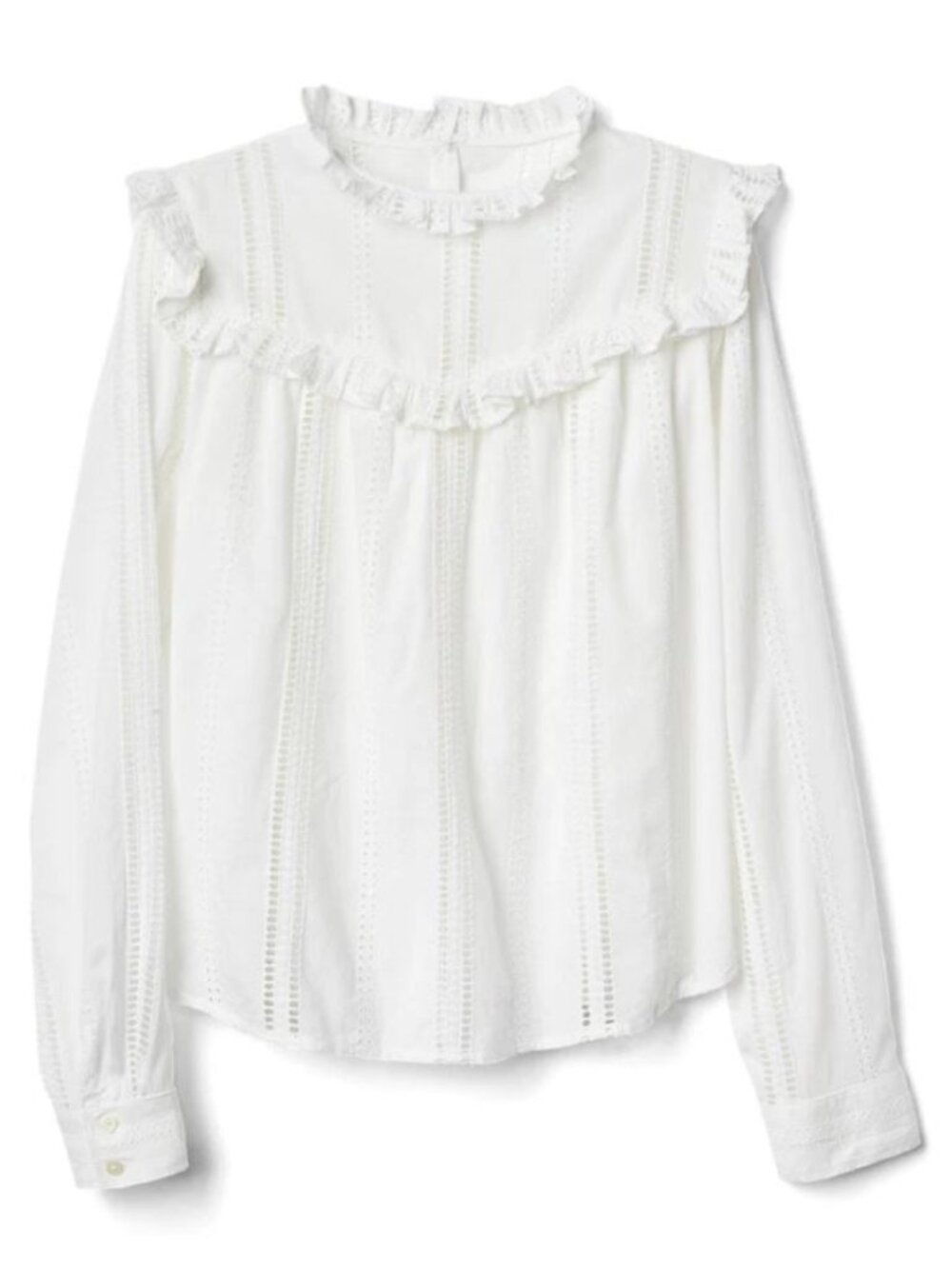 Gap | White Eyelet Ruffle Blouse | Size Large (100% Cotton)
